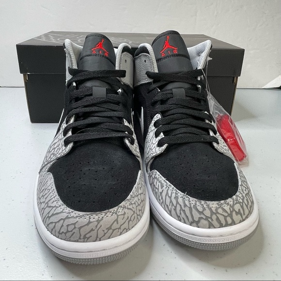 Air Jordan 1 Mid SE Black & Grey Mens Size 10 Basketball Sneakers - Picture 8 of 13